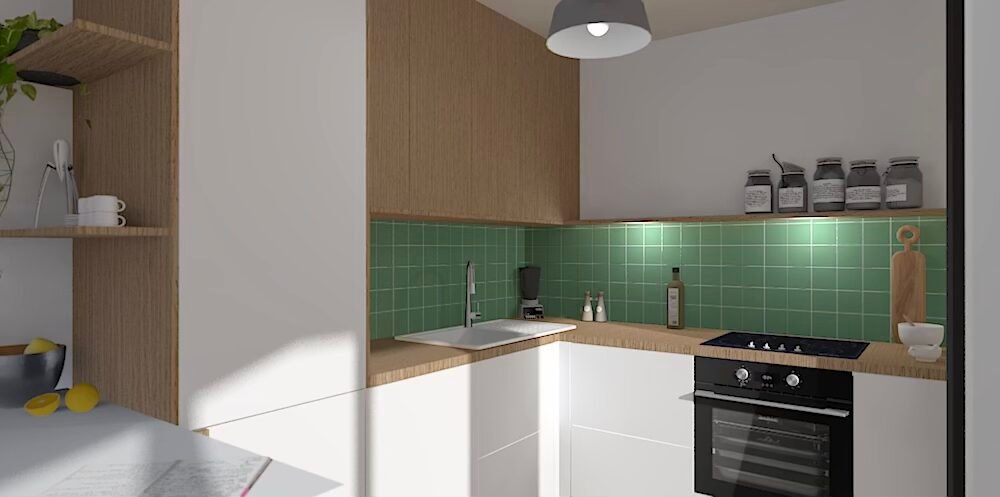 Cuisine sur mesure — zellige vert et laiton
