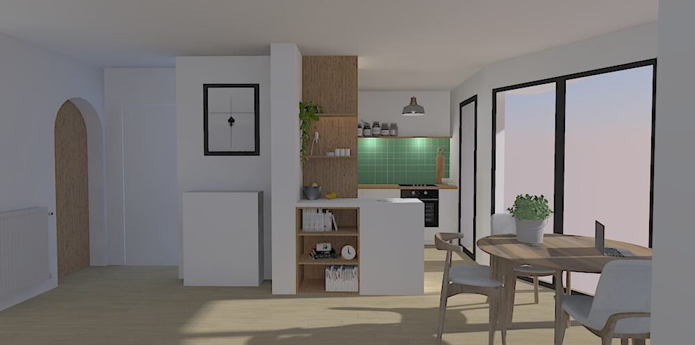 Cuisine sur mesure — zellige vert et laiton