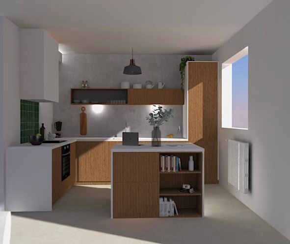 Rénovation complète — plâtrerie, cuisine et béton ciré
