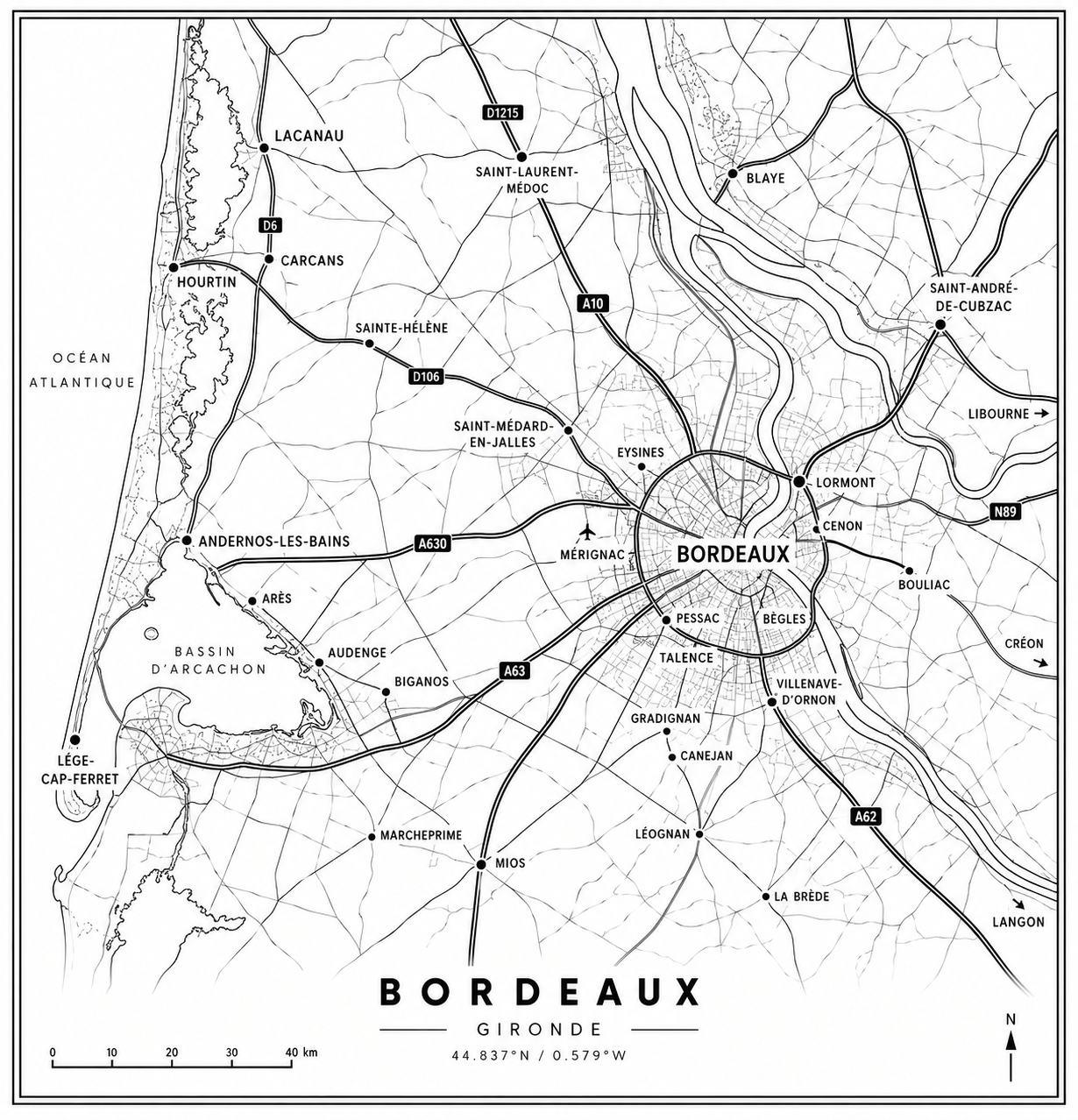 Zone d’intervention autour de Bordeaux